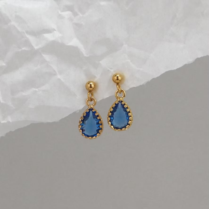 Blue Rain Drop Stud