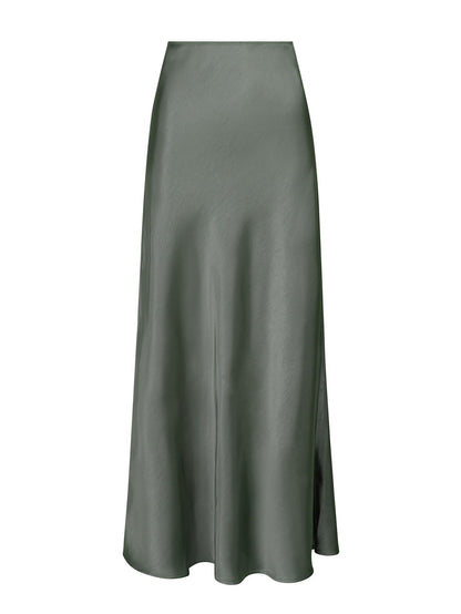 Vicky Heavy Sateen Skirt - Smoke Green