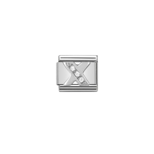 LINK, LETTER X IN SILVER AND STONES