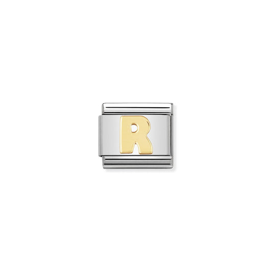 LINK, LETTER R IN YELLOW GOLD