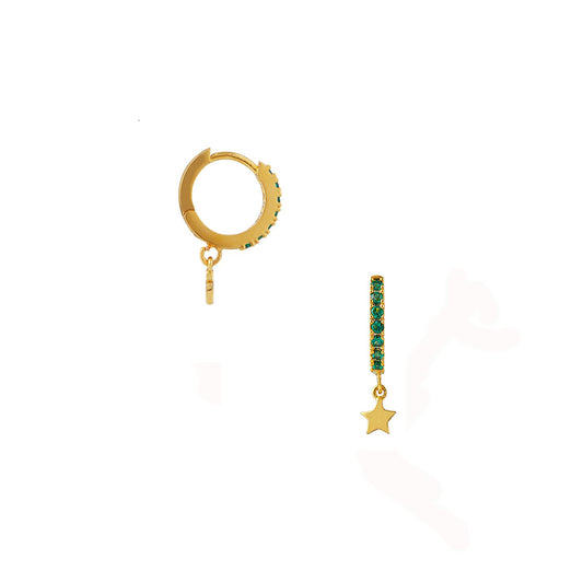 Emerald Pave Star Hoops