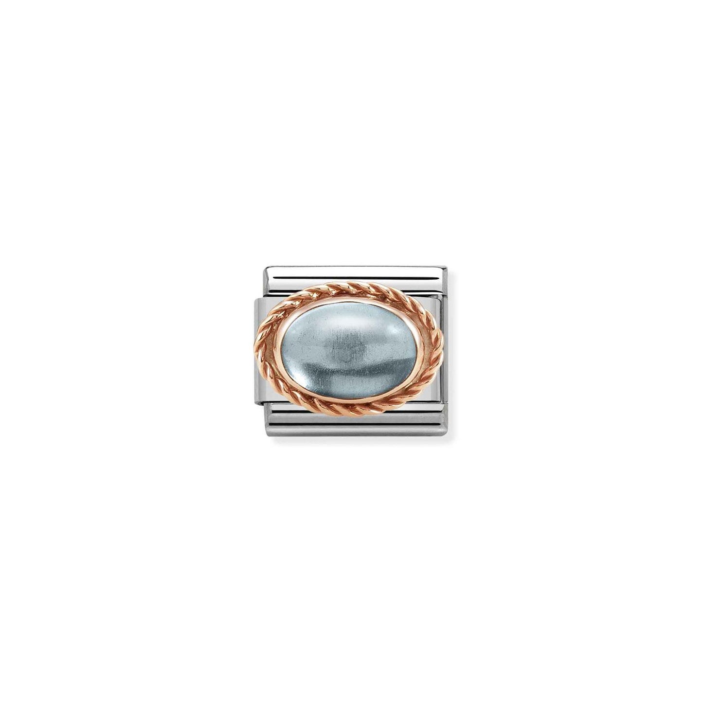 LINK, LIGHT BLUE TOPAZ OVAL STONE ROSEGOLD