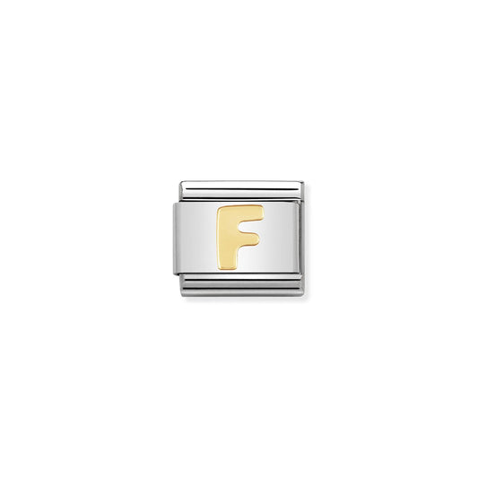 LINK, LETTER F IN YELLOW GOLD