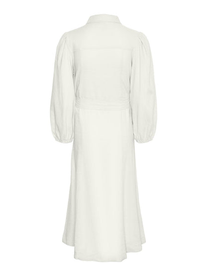 YASFLAXY 3/4 LINEN DRESS - STAR WHITE