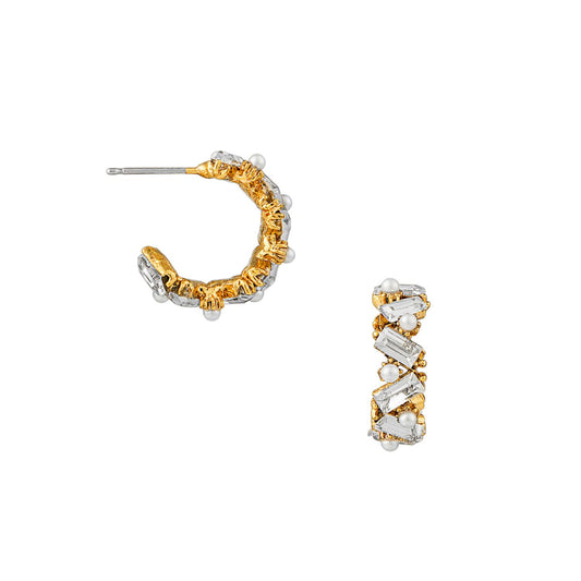 Crystal & Pearl Mid-Sized Hoops