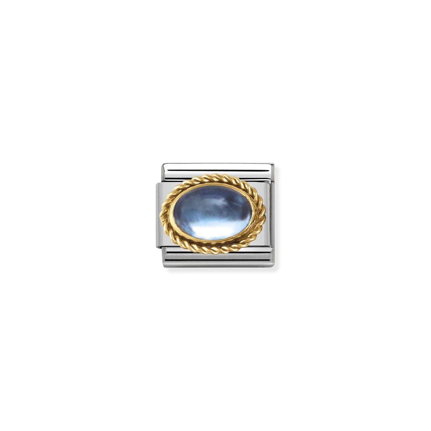 LINK, OVAL LIGHT BLUE TOPAZ GOLD