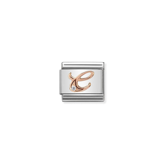 LINK, LETTER C IN ROSE GOLD AND CUBIC ZIRCONIA