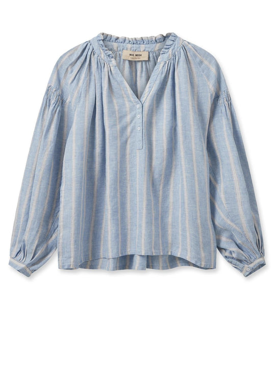 Safi Striped Linen Shirt - Cashmere Blue