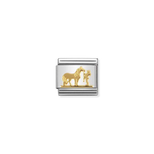 LINK, HORSE WITH RIDER LINK IN GOLD