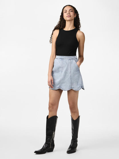 YASSCALLOP HW SHORT DENIM SKIRT