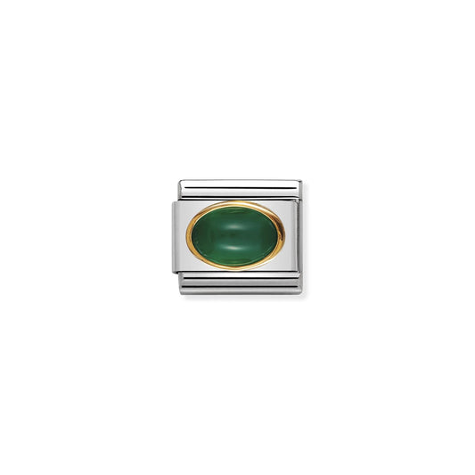 LINK, GOLD WITH GREEN AGATE