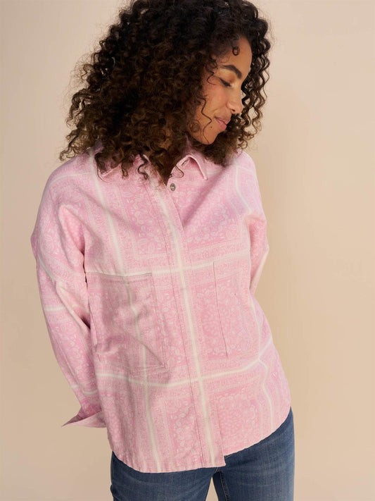 Tia Bandana Cotton Shirt - Begonia Pink