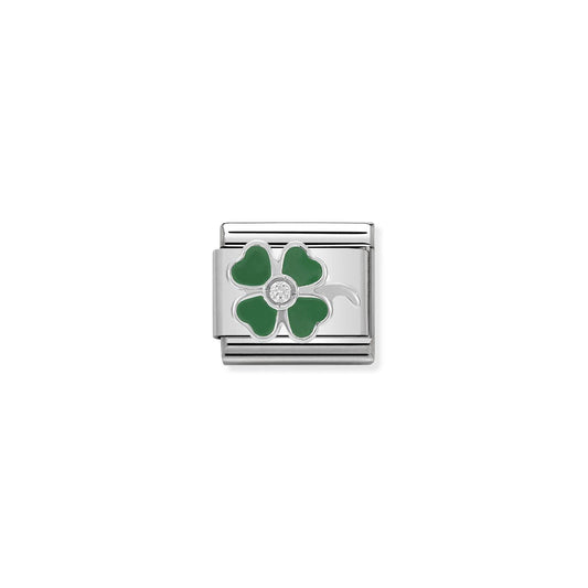 LINK, GREEN CLOVER IN ENAMEL AND STONE