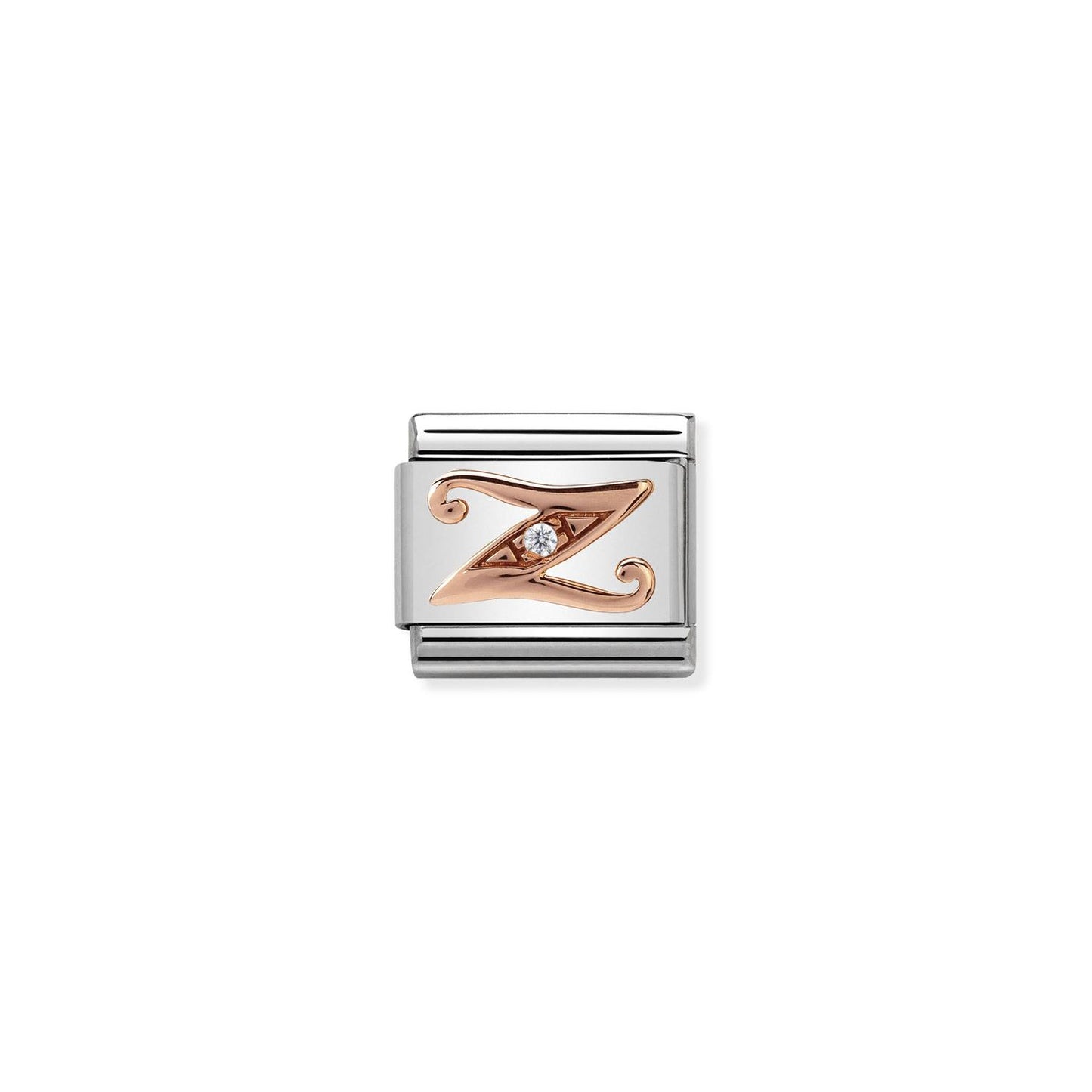 LINK, LETTER Z IN ROSE GOLD AND CUBIC ZIRCONIA