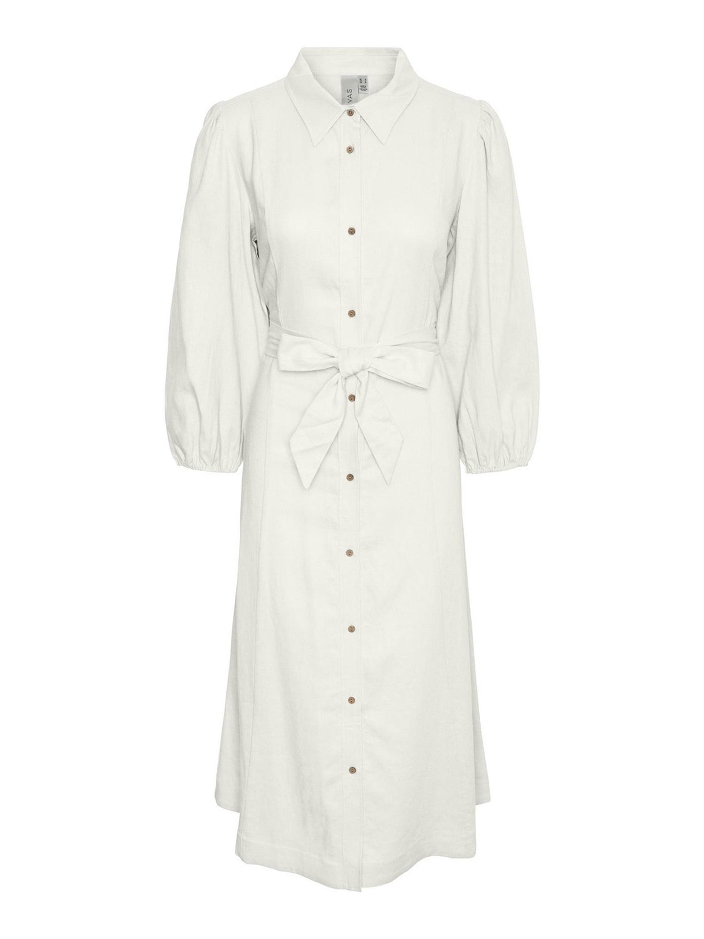 YASFLAXY 3/4 LINEN DRESS - STAR WHITE