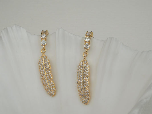 Crystal Feather Hoops